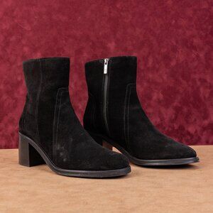 Aquatalia Women Janella Weatherproof Black Suede Office Dress Zip Boots sz 11